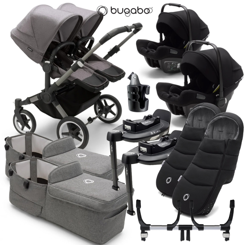BUGABOO Donkey5 Twin Complete - Ultimate Bundle Grau Melange BUGABOO Donkey5 Twin Complete - Ultimate Bundle Grau Melange